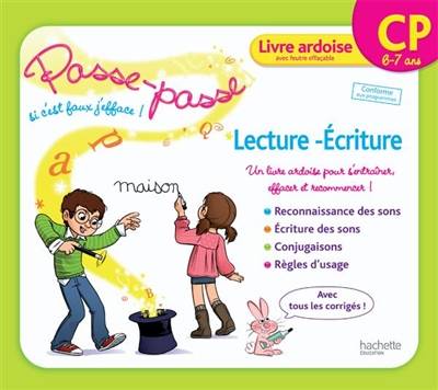 Lecture-écriture CP, 6-7 ans, conforme au programme : livre-ardoise avec feutre effaçable pour s'entraîner, effacer et recommencer ! : reconnaissance des sons, écriture des sons, lecture des syllabes et des mots, lignes d'écriture : avec plus de 100 exerc | Pierre Puddu, Marie-Helene Tran-Duc, Etienne Jung