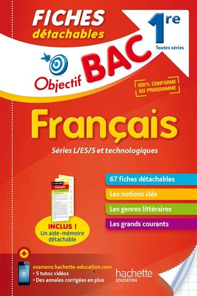 Français 1re toutes séries : séries L-ES-S et technologiques : 67 fiches détachables | Marie-Claude Bertola, Christiane Hartweg