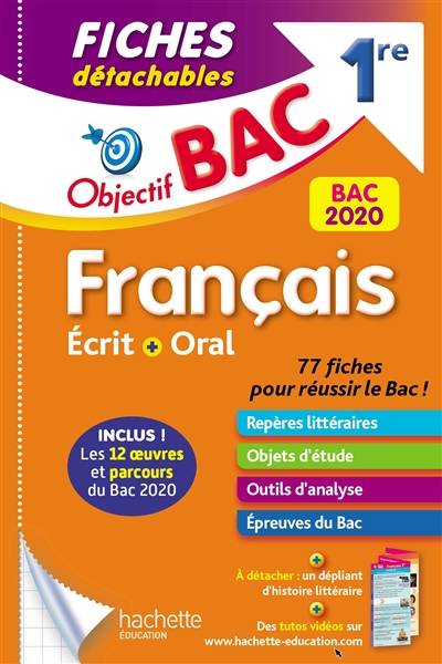 Français écrit + oral 1re : bac 2020 : fiches détachables | Amélie Pinçon, Amandine Sourisse