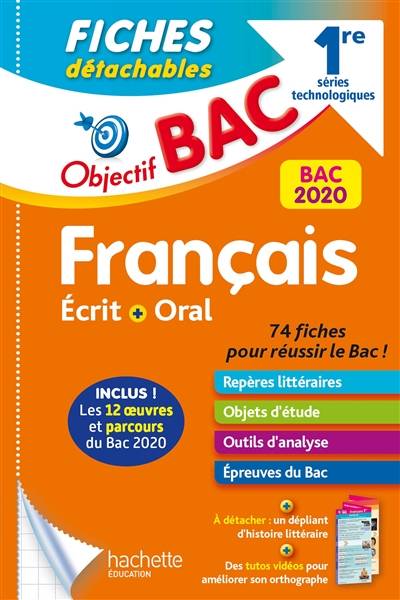 Français écrit + oral 1re, séries technologiques : bac 2020 : 74 fiches pour réussir le bac ! | Amélie Pinçon, Amandine Sourisse