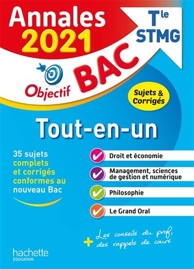 Tout-en-un, bac terminale STMG : annales 2021, sujets & corrigés | 