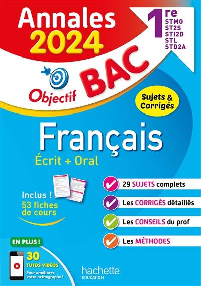 Français écrit + oral 1re STMG, ST2S, STI2D, STL, STD2A : annales 2024, sujets & corrigés | Franck Mazzucchelli, Emmanuel Lesueur