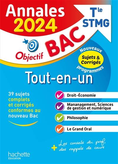 Tout-en-un terminale STMG : annales 2024, sujets & corrigés : nouveaux programmes | 