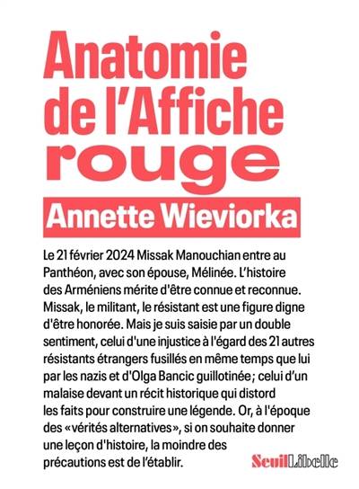 Anatomie de l'Affiche rouge | Annette Wieviorka