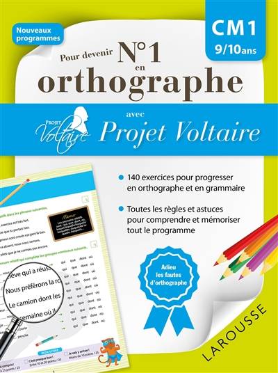 Pour devenir n° 1 en orthographe avec Projet Voltaire : CM1, 9-10 ans | Aurore Ponsonnet