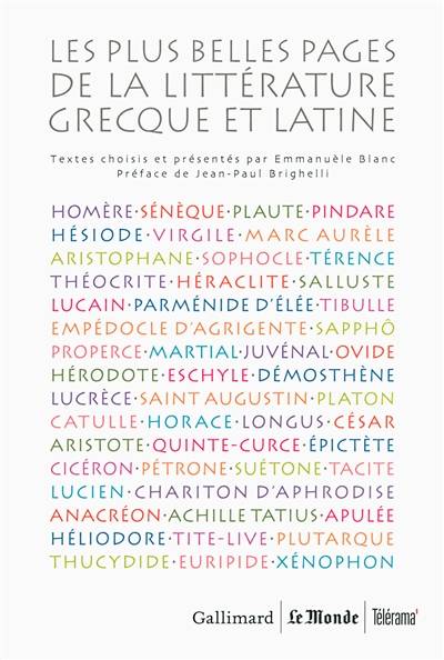 Les plus belles pages de la littérature grecque et latine | Emmanuele Blanc, Jean-Paul Brighelli