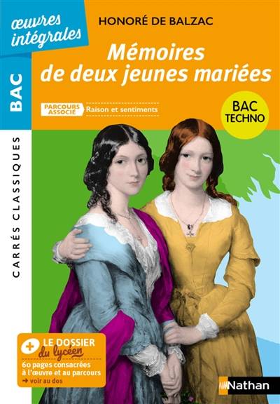 Mémoires de deux jeunes mariées : parcours associé raison et sentiments : bac techno | Honoré de Balzac, Florence Renner