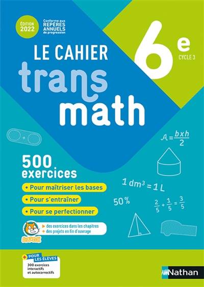 Le cahier Transmaths 6e, cycle 3 | Joel Malaval