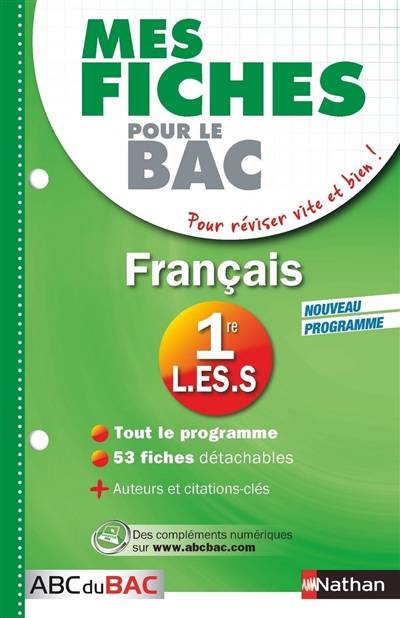 Français première L, ES, S : mes fiches ABC du bac | Anne Cassou-Noguès, Séléna Hébert, Elsa Jollès