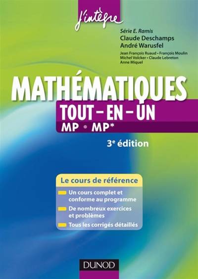 Mathématiques tout-en-un MP-MP* : le cours de référence | Claude Deschamps, André Warusfel, François Moulin, Jean-François Ruaud