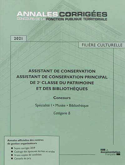 Assistant de conservation, assistant de conservation principal de 2e classe du patrimoine et des bibliothèques, filière culturelle 2021 : concours, spécialité I, musée, bibliothèque : catégorie B | Centre interdepartemental de gestion de la petite couronne de la region d'Ile-de-France