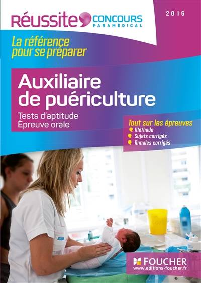 Auxiliaire de puériculture : tests d'aptitude, épreuve orale : 2016 | Joseph Autori, Valérie Béal, Anne-Laure Moignau, Valérie Villemagne, Anne Ducastel