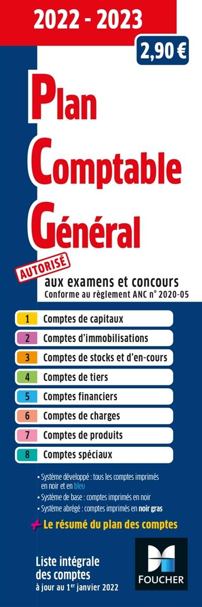 Plan comptable général 2022-2023 : autorisé aux examens et concours | 