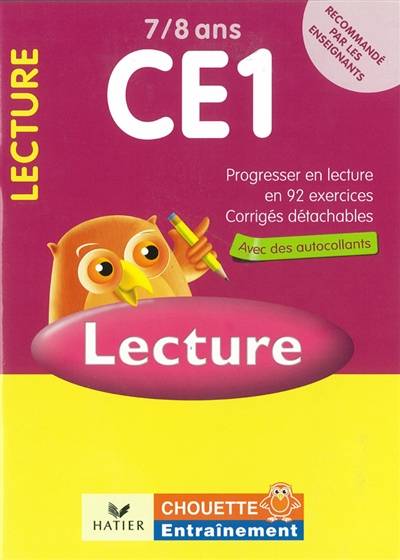 Lecture, CE1, 7-8 ans : progresser en lecture en 92 exercices, corrigés détachables : avec des autocollants | Albert Cohen, Jean Roullier