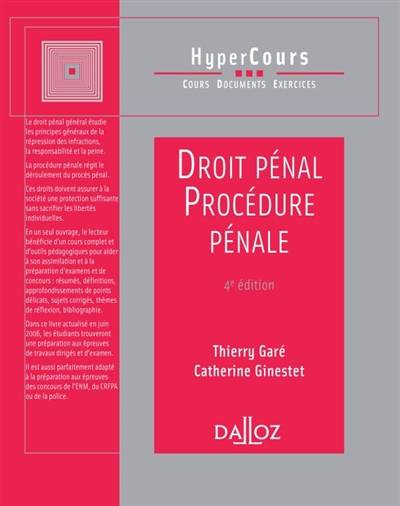 Droit pénal, procédure pénale | Thierry Gare, Catherine Ginestet