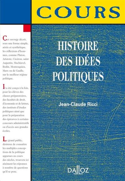 Histoire des idées politiques | Jean-Claude Ricci