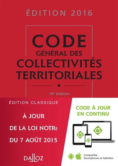 Code général des collectivités territoriales : 2016 | Geraldine Chavrier