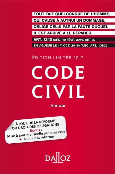 Code civil 2017, annoté | 