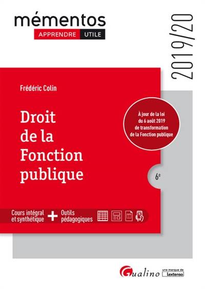 Droit de la fonction publique : 2019-2020 | Frederic Colin