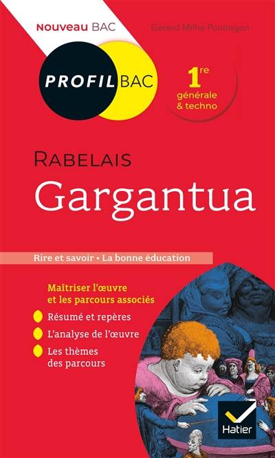 Rabelais, Gargantua (1542) : rire et savoir, la bonne éducation : 1re générale & techno, nouveau bac | Gérard Milhe-Poutingon