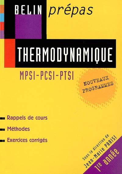 Thermodynamique : MPSI-PCSI-PTSI, 1re année | Remi Simon, Jean-Marie Parisi