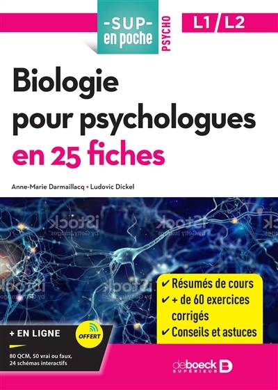 Biologie pour psychologues en 25 fiches | Anne-Sophie Darmaillacq, Ludovic Dickel